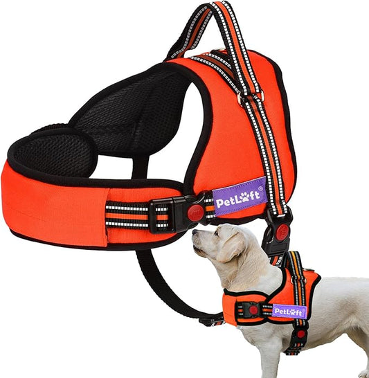 PETLOFT Dog Harness, Adjustable Soft Leash Padded No Pull Dog Harness for Small Medium Large Dogs