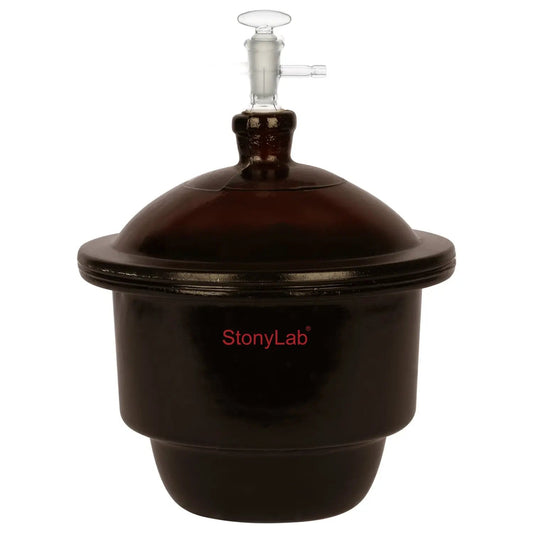 Amber Glass Vacuum Desiccator with PTFE Vacuum Valve - StonyLab Desiccators 7.09-Inch